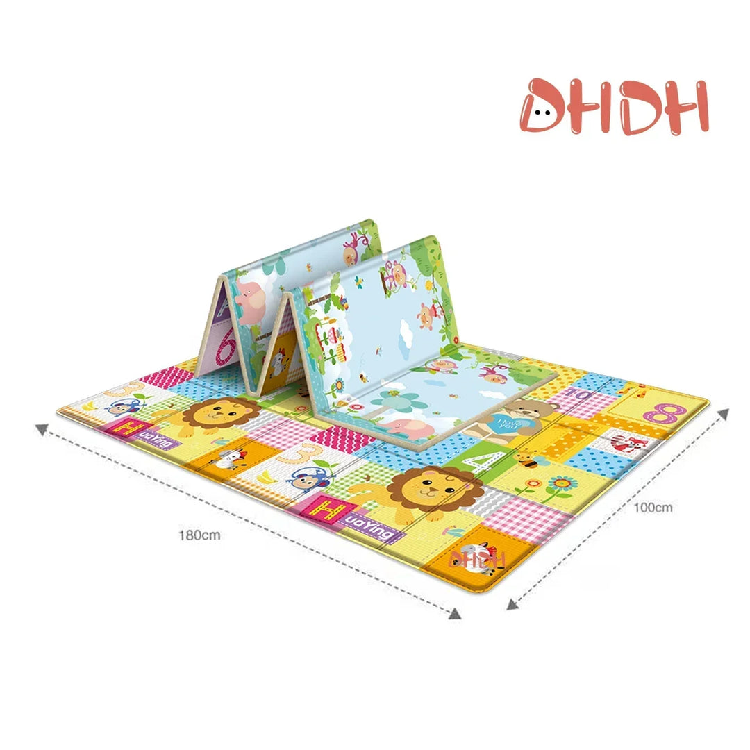 97*177cm Baby Play Mat Foldable Children Carpet Double-Sided Pattern Kid Room Carpet Educational Activity Surface Easy to Carry