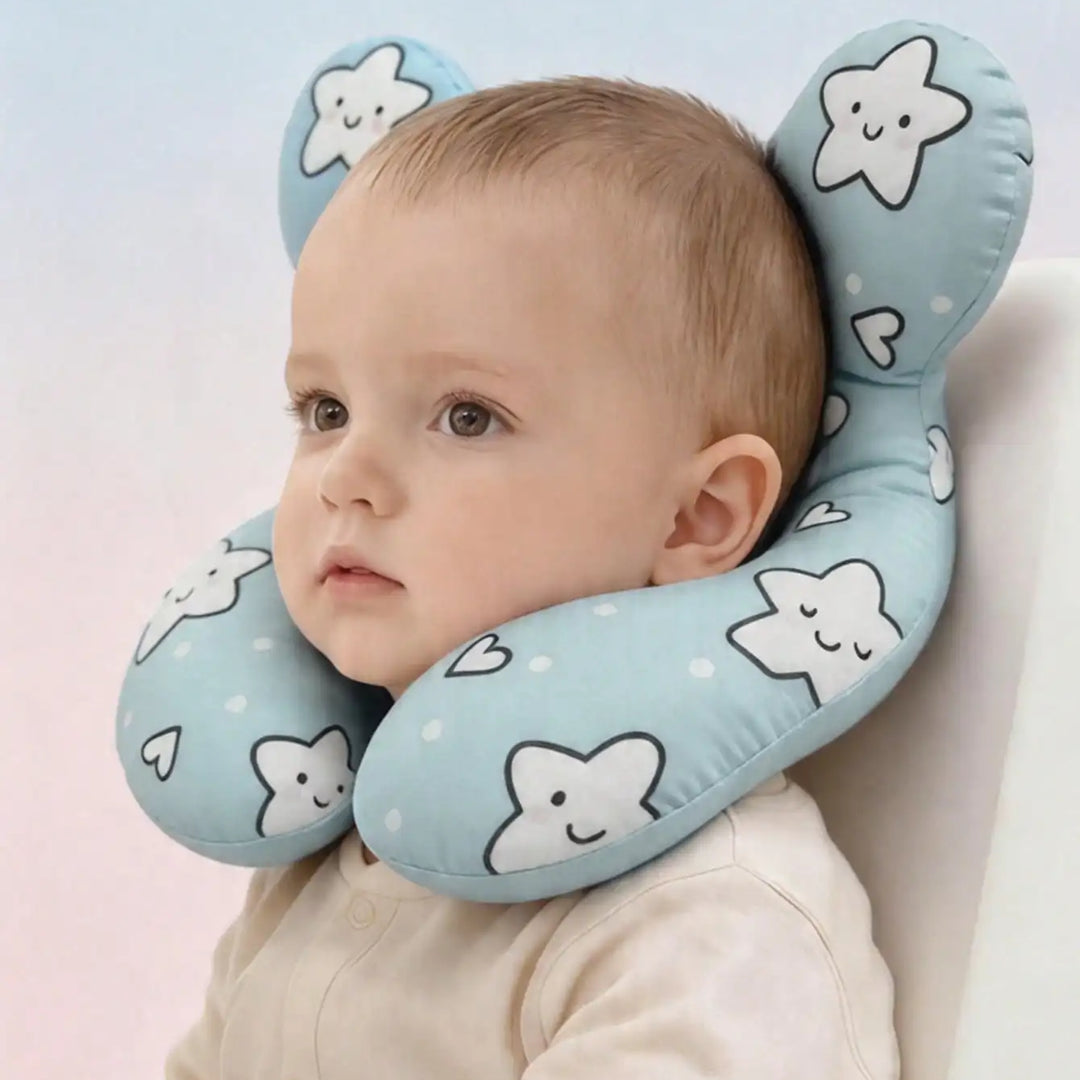 1Pc Baby U-Shaped Pillow, Infant Travel Neck Pillow, Soft-Breathable-Cute Cartoon Pattern, Soft Baby Head Support Cushion, Suitable for Car Seats, Strollers, and Travel