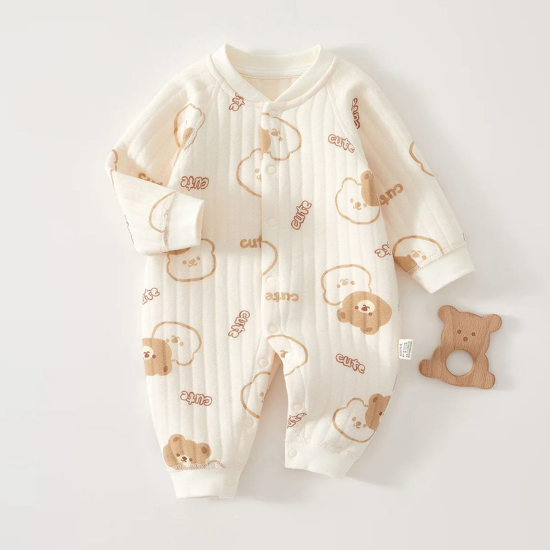 Baby Cotton Romper Suit Winter Warm Underwear Pure Cotton No-seam Base Layer Clothes Thermal Bib Overalls for Newborn Babies