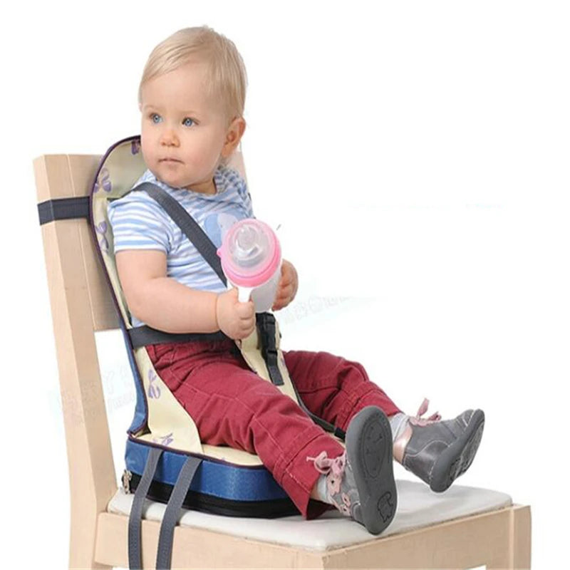 Portable Baby Dining Chair Bag Seat with Belt Waterproof Oxford Fabric Foldable Infant Travel High Chair Feeding Solution