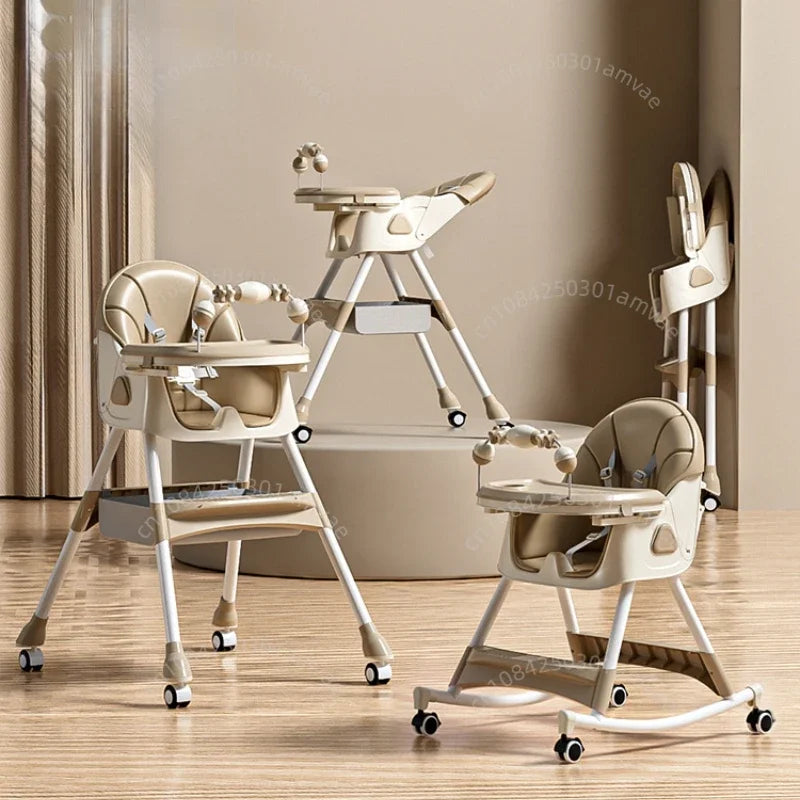 Baby Dining Chair Adjustable Height, Adjustable Backrest Multifunctional Baby Dining Chair Baby Rocking Chair Foldable