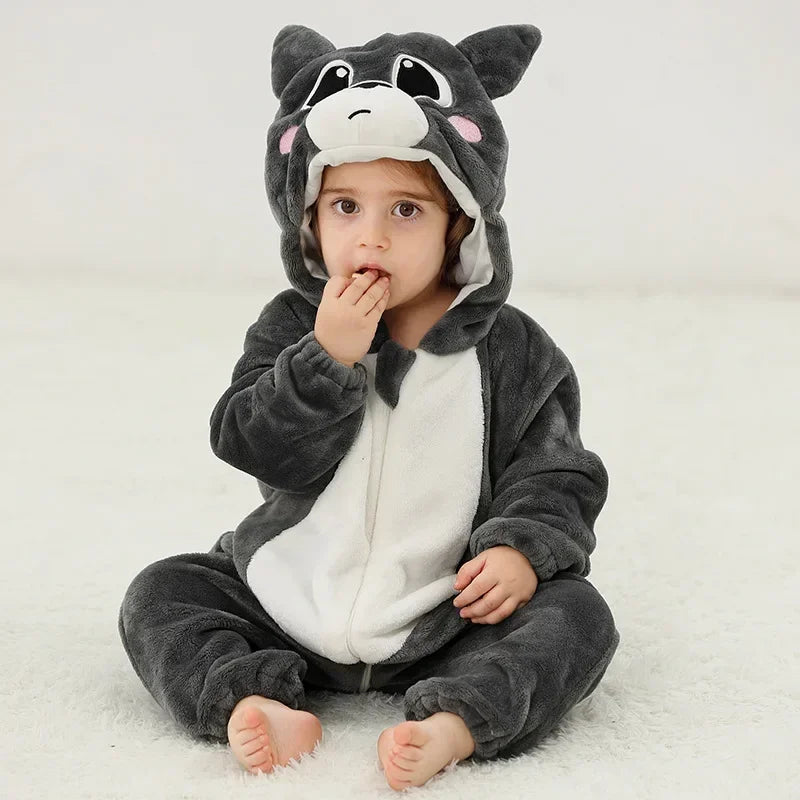 Baby Rompers Winter Kigurumi Lion Costume For Girls Boys Toddler Animal Jumpsuit Infant Clothes Pyjamas Kids Overalls Ropa Bebes