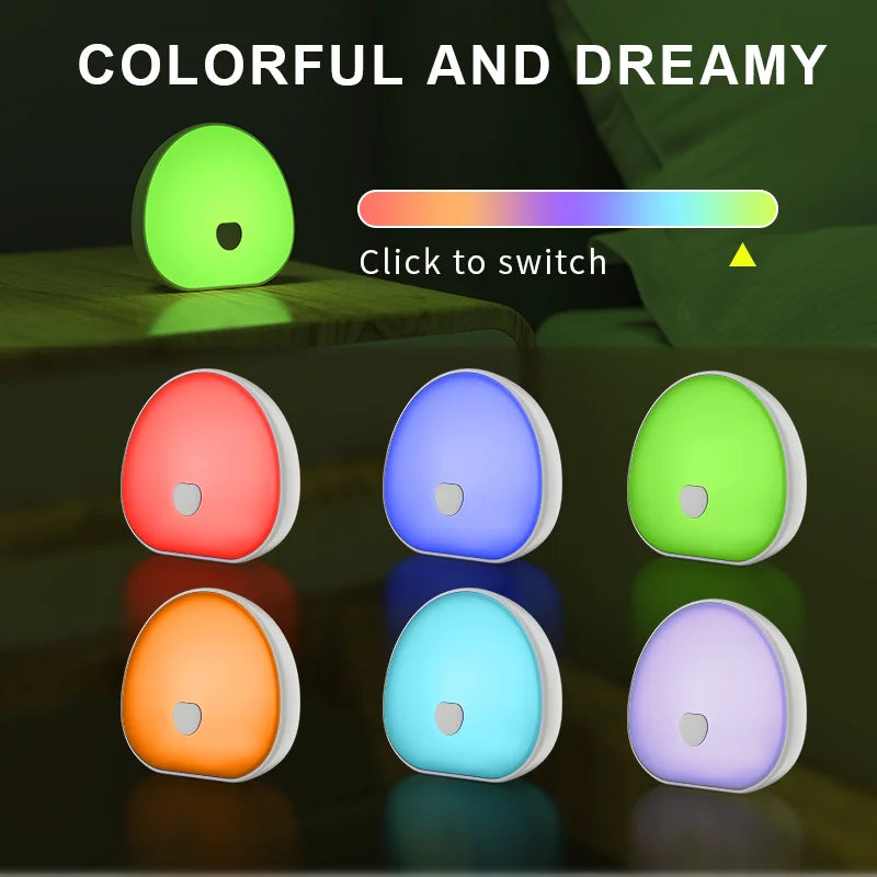 Mini Night Light with White Noise, 10 Soothing Sounds, 15/30min Timer, Colorful Lighting, Rechargeable Portable Night Light