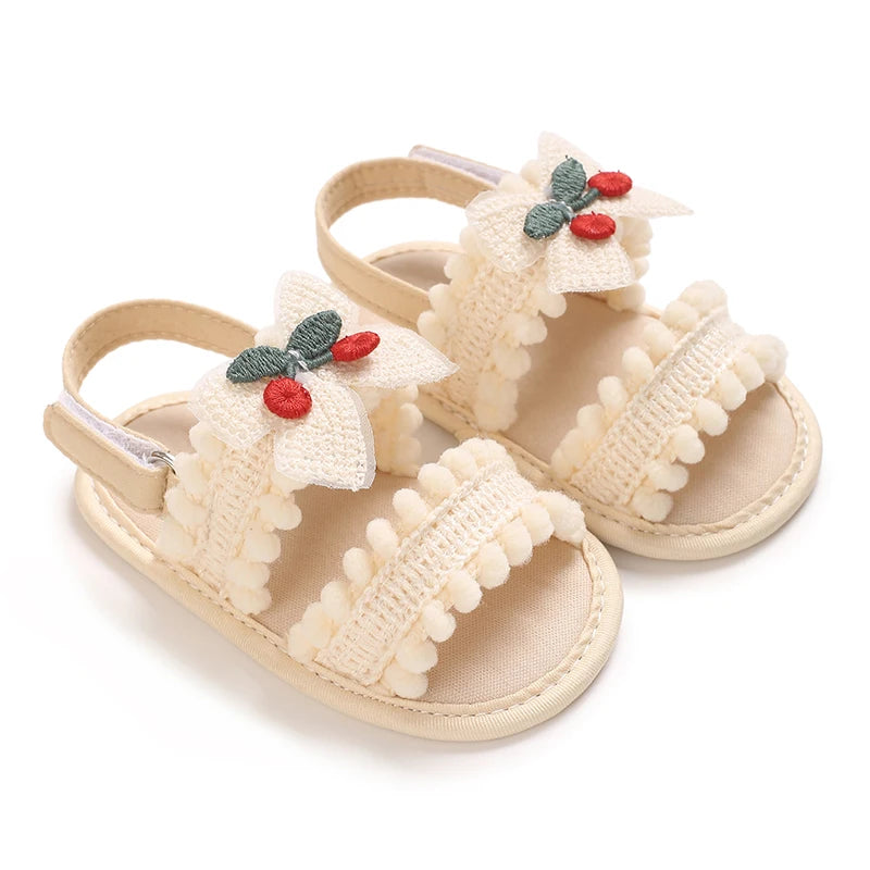 Newborn Baby Girls Mary Jane Flats Cute Bowknot Wedding Dress Shoes Non-Slip First Walkers Embroidery Flower Soft Shoes