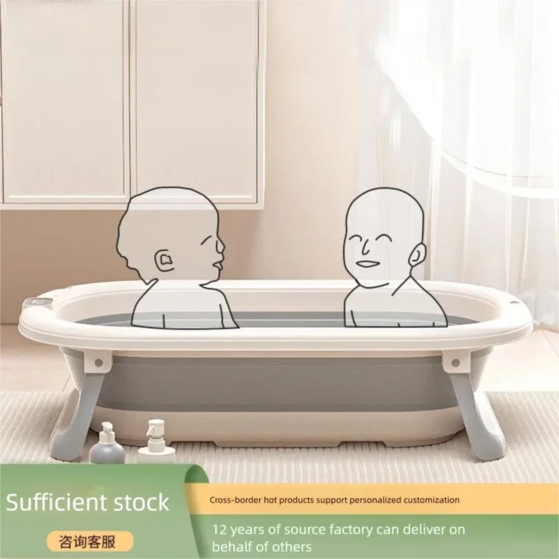 Foldable Baby Bathtub with Digital Temperature Display, Large Smart Thermostatic Infant Bath Tub for Newborns