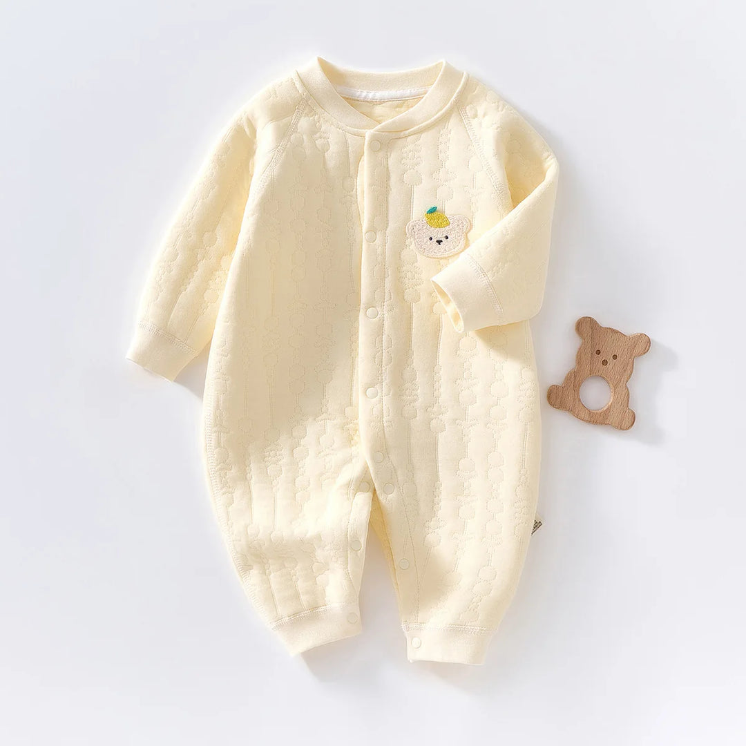 Baby Cotton Romper Suit Winter Warm Underwear Pure Cotton No-seam Base Layer Clothes Thermal Bib Overalls for Newborn Babies