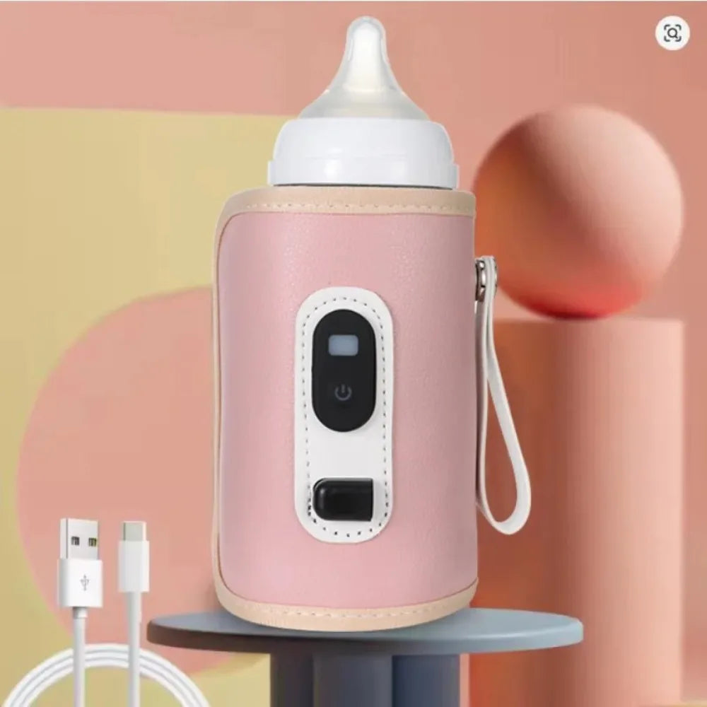 Portable USB Milk Warmer for Travel Electric Baby Bottle Heater with 3/5 Speed Options And Insulated Bag Fast Heating Water Warm