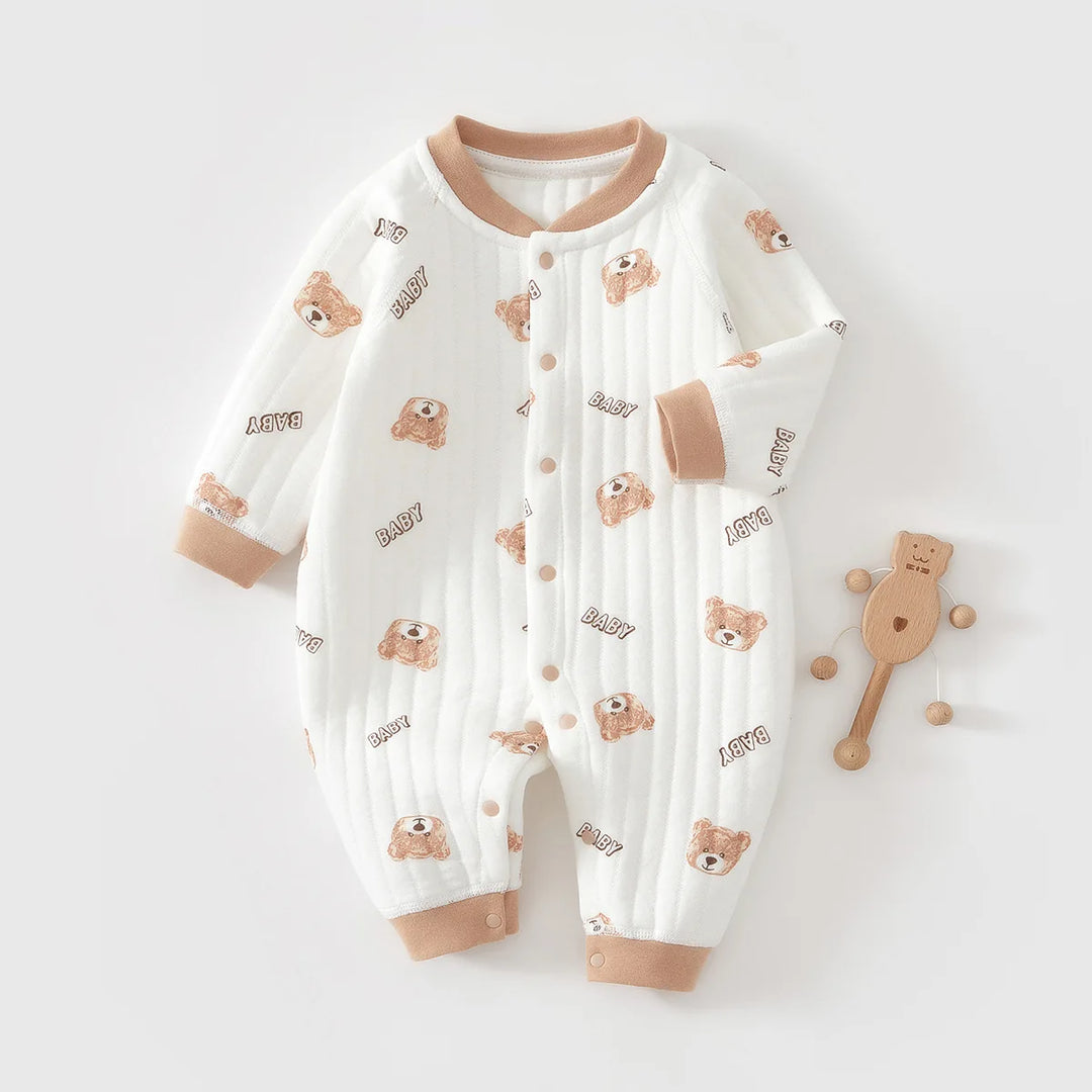 Baby Cotton Romper Suit Winter Warm Underwear Pure Cotton No-seam Base Layer Clothes Thermal Bib Overalls for Newborn Babies