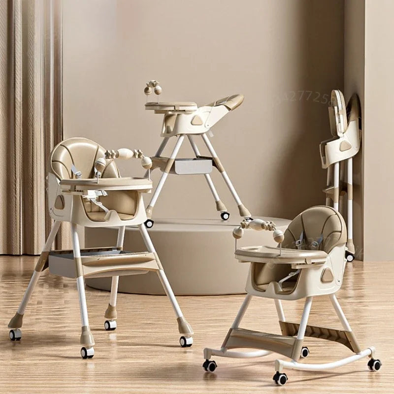 Baby Dining Chair Adjustable Height, Adjustable Backrest Multifunctional Baby Dining Chair Baby Rocking Chair Foldable
