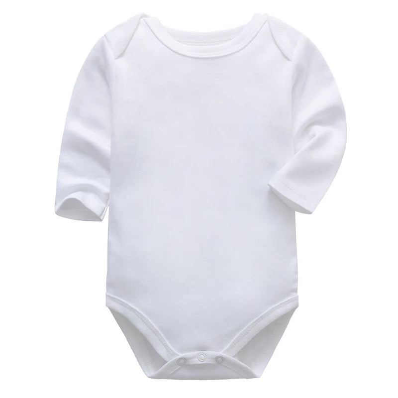 Newborn Baby Footed Pajamas Zipper Romper Long Sleeve Cotton Jumpsuit Solid White 0-12 Months Unisex Baby Clothes