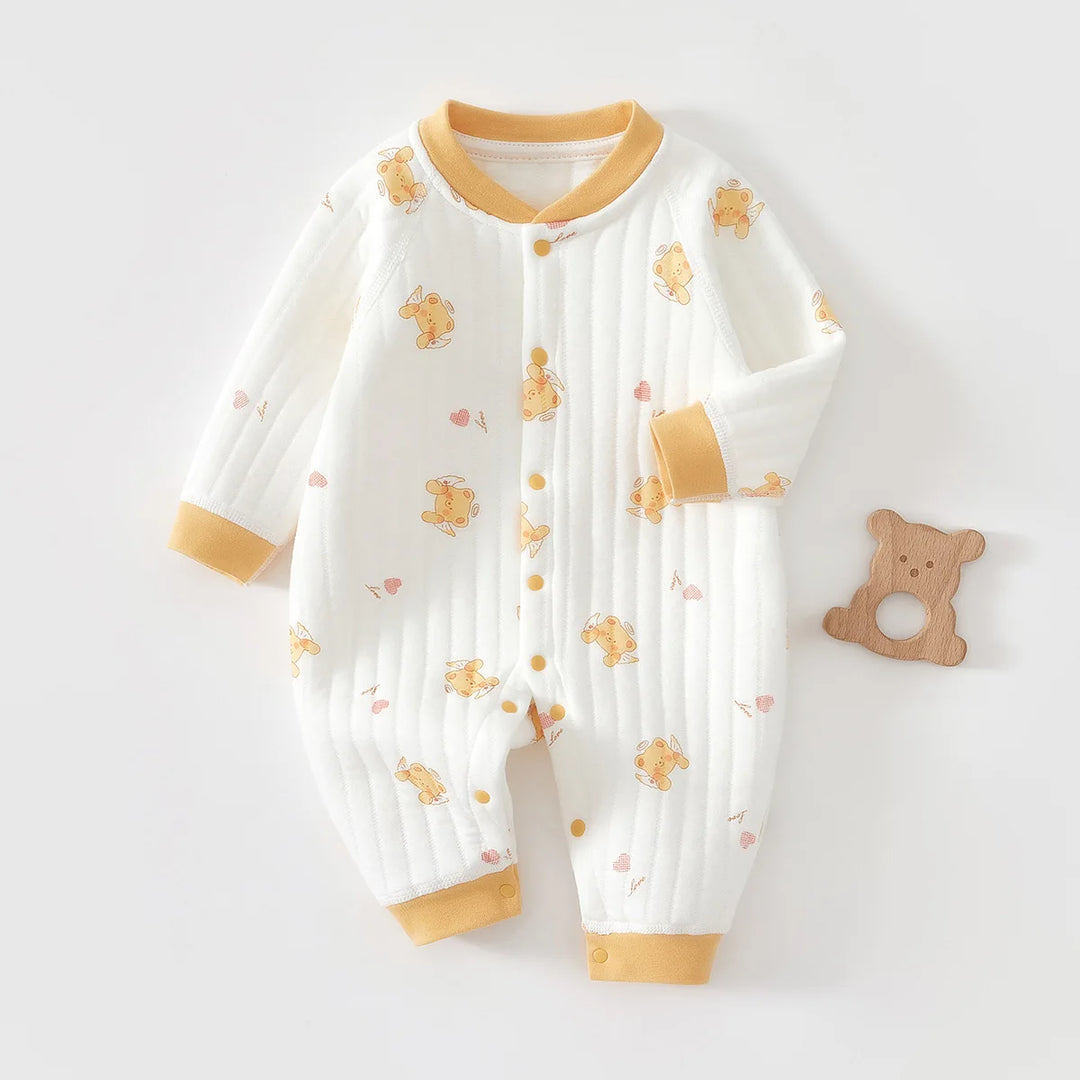 Baby Cotton Romper Suit Winter Warm Underwear Pure Cotton No-seam Base Layer Clothes Thermal Bib Overalls for Newborn Babies