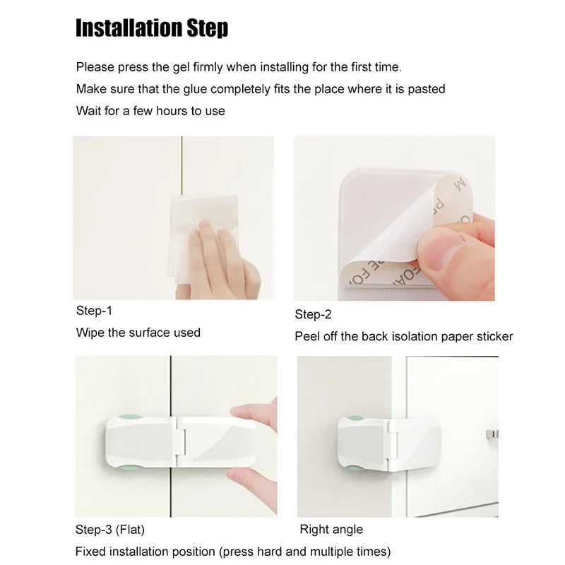 White Drawer Lock Baby Safety Protection Double Use Right Angle Cabinet Door Locks Kids Protector Multi-Function Plastic Buckle