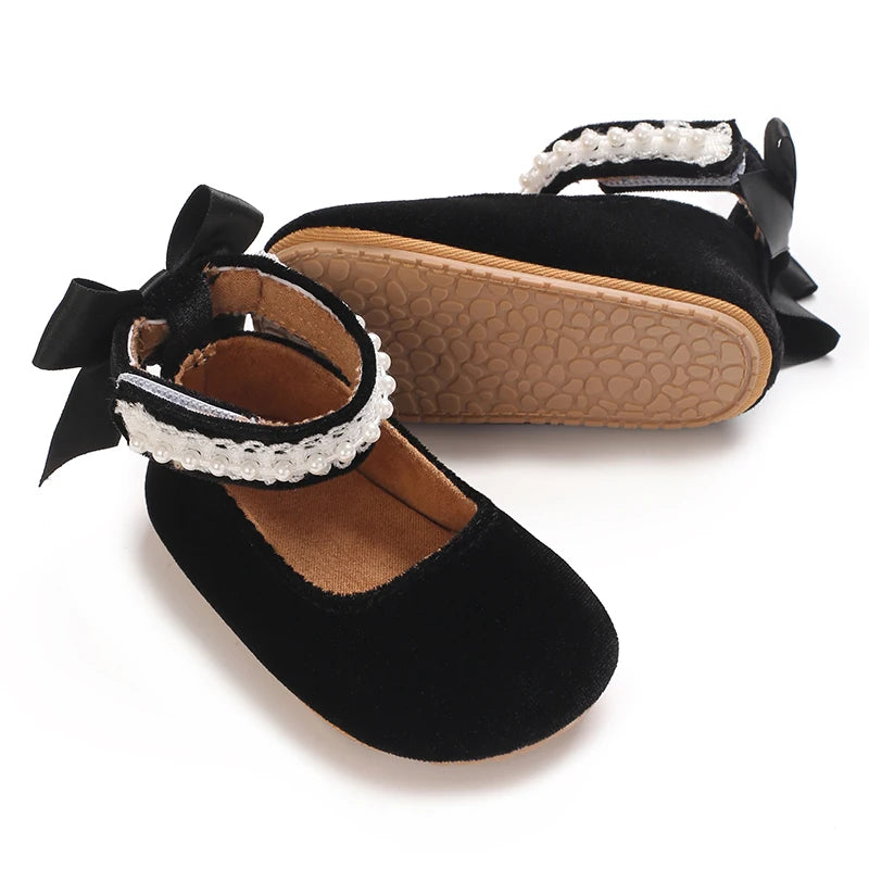 Infant Baby Girls Mary Jane Flats Bow Non-Slip Soft Sole Princess Toddler First Walkers Sneaker Wedding Dress Dancing Shoes