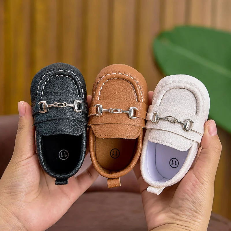 Spring And Autumn British Style Baby Leather Shoes 0-12 Months Old Baby Soft Sole Casual Walking Shoes