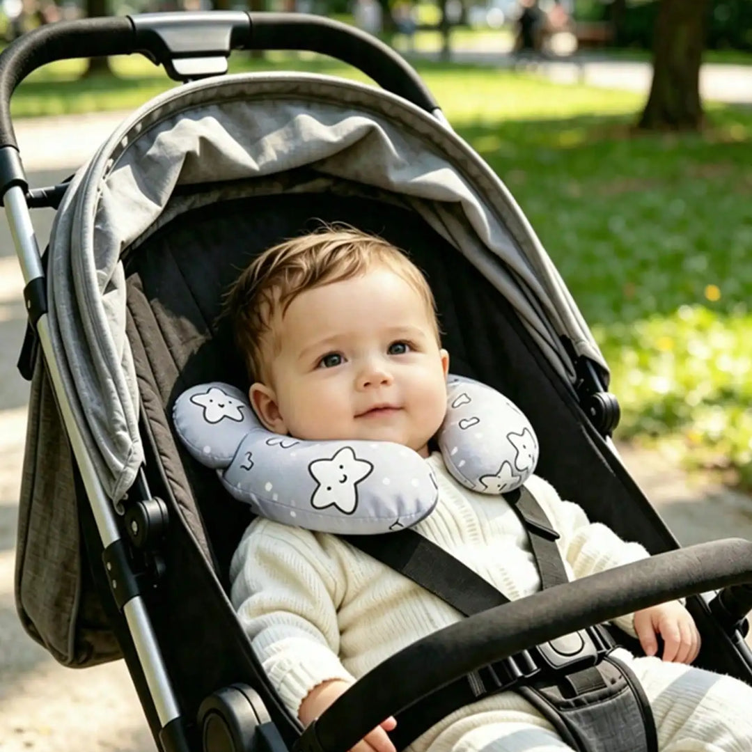 1Pc Baby U-Shaped Pillow, Infant Travel Neck Pillow, Soft-Breathable-Cute Cartoon Pattern, Soft Baby Head Support Cushion, Suitable for Car Seats, Strollers, and Travel