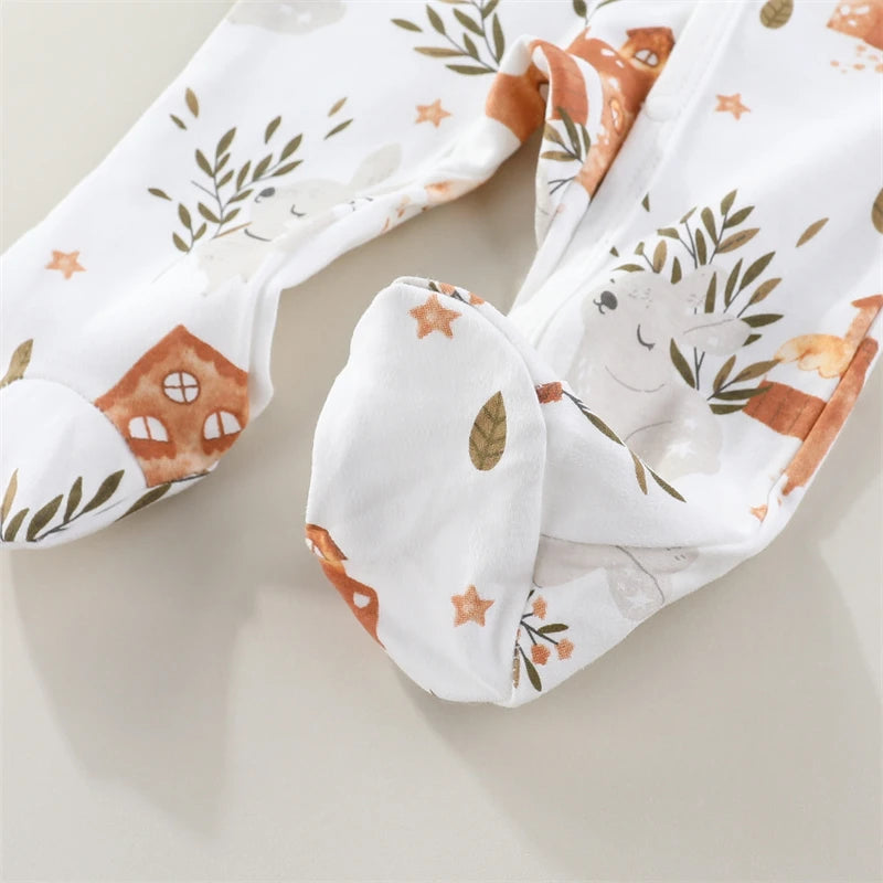 Baby romper for spring and autumn  newborn pure cotton footed onesie winter baby base layer full-body crawling suit