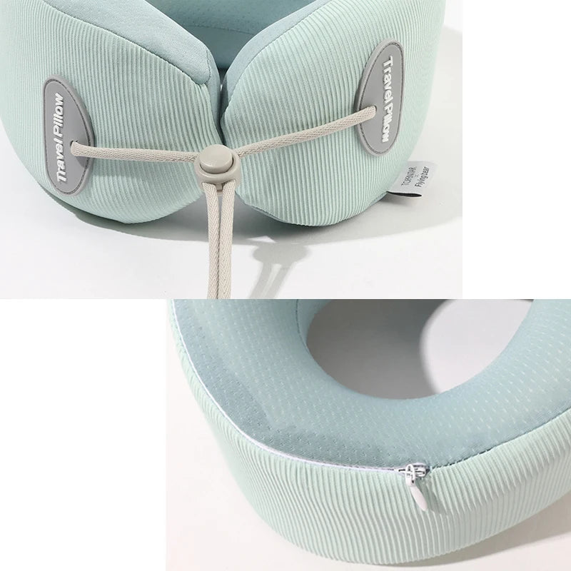 Kid's U-Shaped Memory Foam Neck Pillow for Naps Travel Slow Rebound 360° Support Neck Pillow with Removable Cover for Children