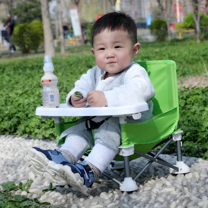 Folding Baby Chair with Umbrella Outdoor Beach Travel Baby Eating Seats Sunshade Awning Detachable Feeding Tray Kids Chairs