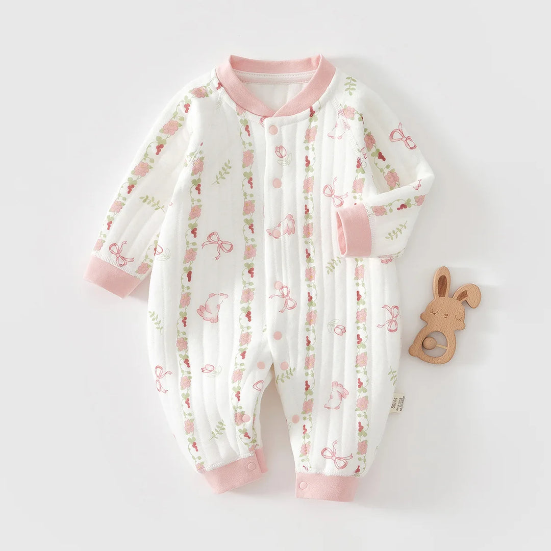 Baby Cotton Romper Suit Winter Warm Underwear Pure Cotton No-seam Base Layer Clothes Thermal Bib Overalls for Newborn Babies