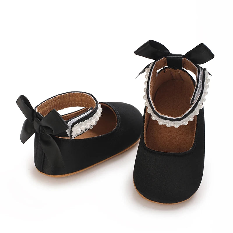 Infant Baby Girls Mary Jane Flats Bow Non-Slip Soft Sole Princess Toddler First Walkers Sneaker Wedding Dress Dancing Shoes