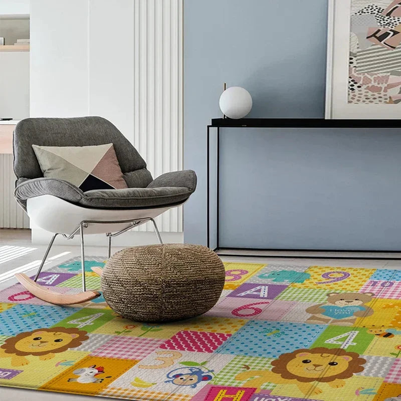 97*177cm Baby Play Mat Foldable Children Carpet Double-Sided Pattern Kid Room Carpet Educational Activity Surface Easy to Carry