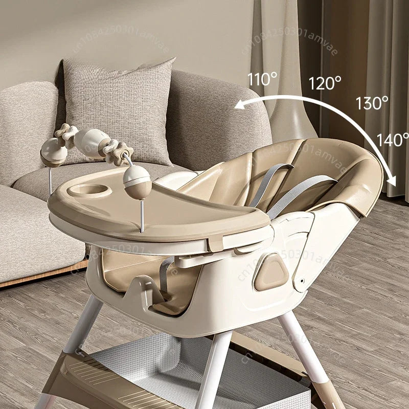 Baby Dining Chair Adjustable Height, Adjustable Backrest Multifunctional Baby Dining Chair Baby Rocking Chair Foldable