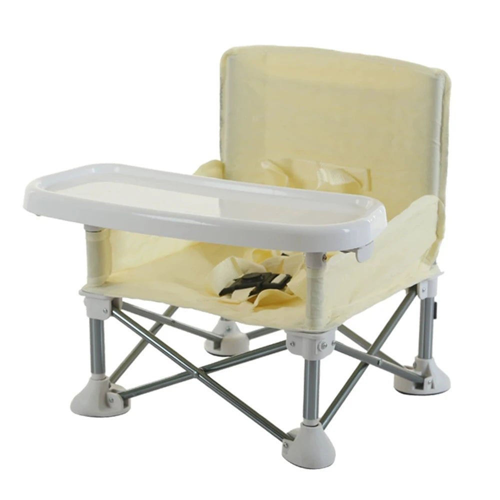 Folding Chair Baby Camping Chair Folding Camping High Chair For Baby Portable Travel Booster Seat With Food Tray & Straps