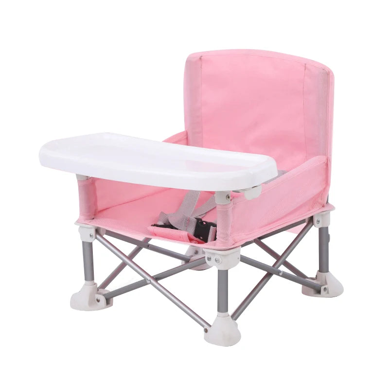 Folding Baby Chair with Umbrella Outdoor Beach Travel Baby Eating Seats Sunshade Awning Detachable Feeding Tray Kids Chairs