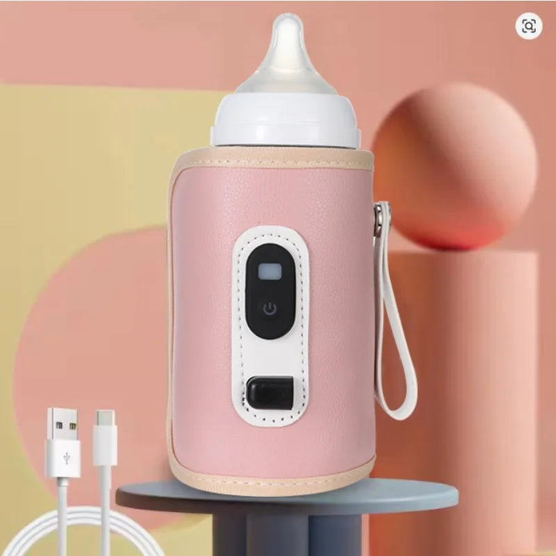Portable USB Milk Warmer for Travel Electric Baby Bottle Heater with 3/5 Speed Options And Insulated Bag Fast Heating Water Warm