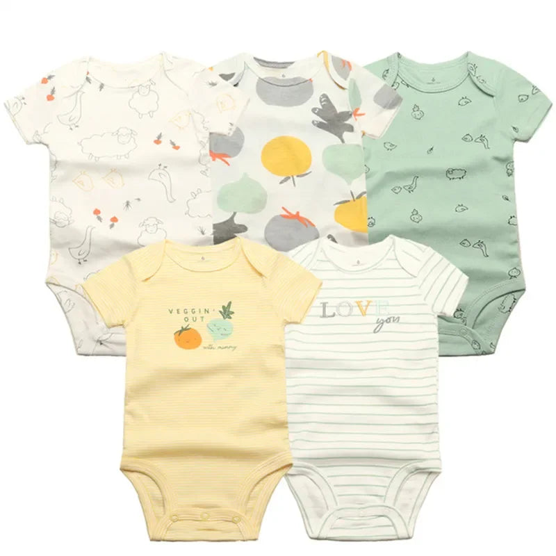 Newborn Boys Romper 2024 New Summer Cotton Baby Jumpsuit Infant Soft Baby 5 pieces Cartoon Baby Boy Clothes 0 to 24 Months