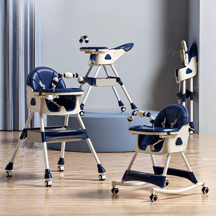 Baby Dining Chair Adjustable Height, Adjustable Backrest Multifunctional Baby Dining Chair Baby Rocking Chair Foldable