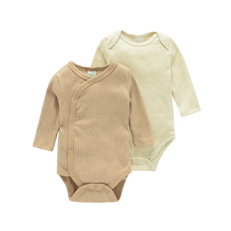Babies 3-6-9-12M Long Sleeve Rompers Newborn Girls Boys 2-Pack Playsuits Set Infant One Piece Bodysuits Jumpsuit Outfits