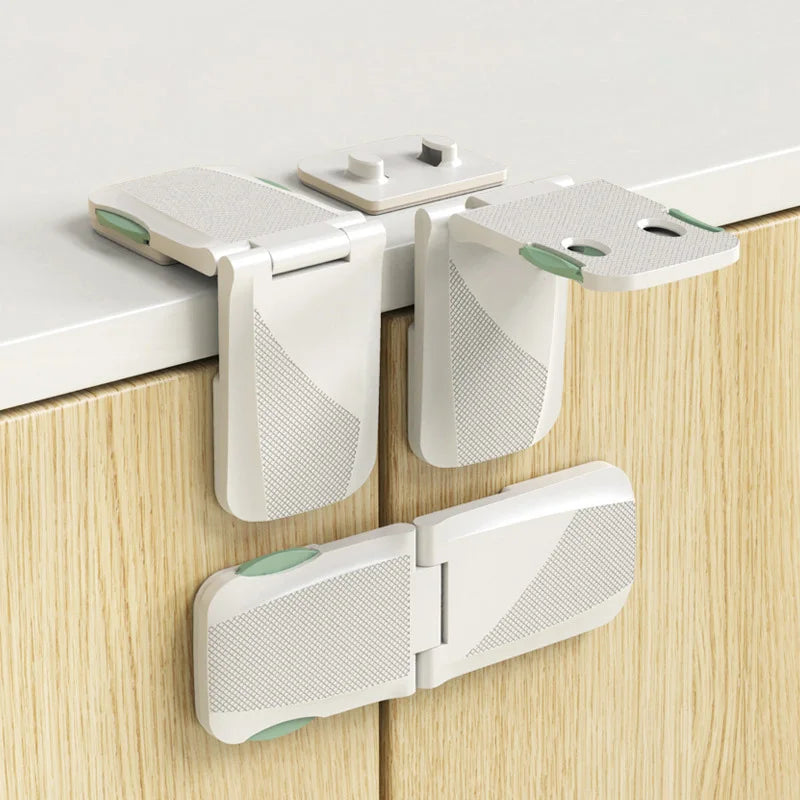 White Drawer Lock Baby Safety Protection Double Use Right Angle Cabinet Door Locks Kids Protector Multi-Function Plastic Buckle