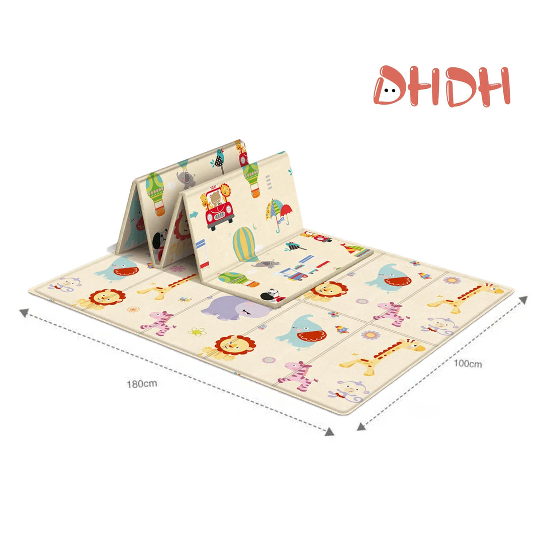 97*177cm Baby Play Mat Foldable Children Carpet Double-Sided Pattern Kid Room Carpet Educational Activity Surface Easy to Carry
