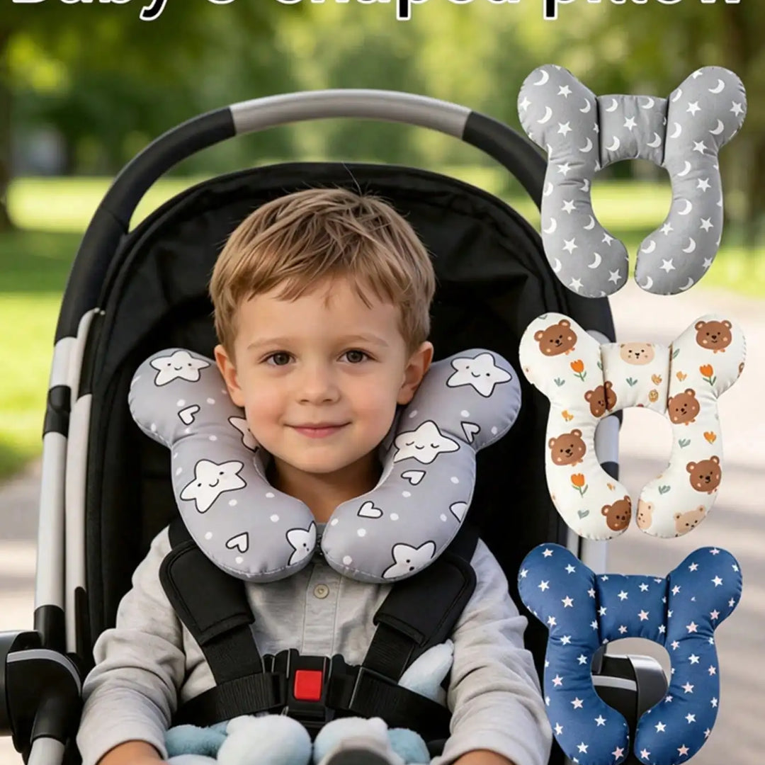 1Pc Baby U-Shaped Pillow, Infant Travel Neck Pillow, Soft-Breathable-Cute Cartoon Pattern, Soft Baby Head Support Cushion, Suitable for Car Seats, Strollers, and Travel