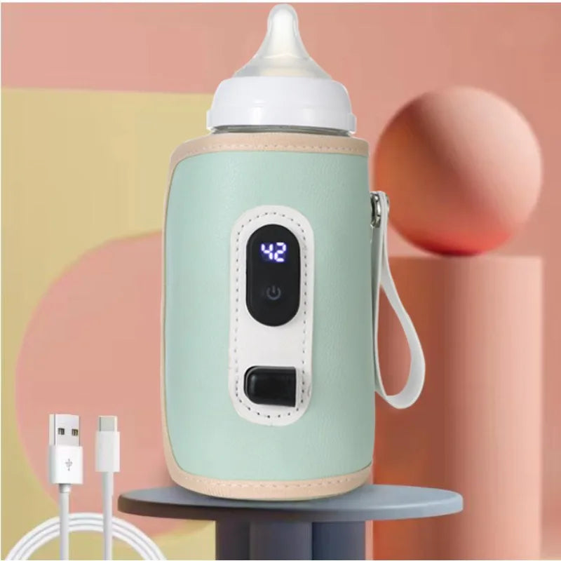 Portable USB Milk Warmer for Travel Electric Baby Bottle Heater with 3/5 Speed Options And Insulated Bag Fast Heating Water Warm