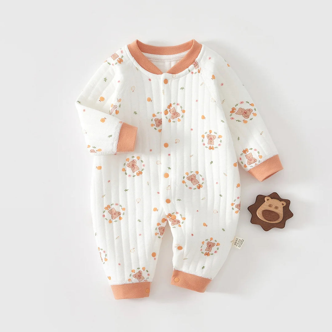 Baby Cotton Romper Suit Winter Warm Underwear Pure Cotton No-seam Base Layer Clothes Thermal Bib Overalls for Newborn Babies