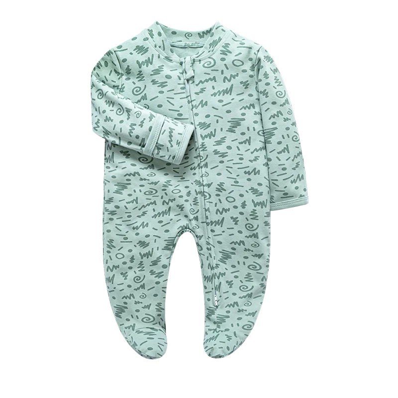 Newborn Baby Footed Pajamas Zipper Romper Long Sleeve Cotton Jumpsuit Solid White 0-12 Months Unisex Baby Clothes