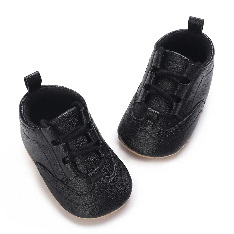Solid Color Newborn Baby Boys' tie Shoes Moccasin Fashion Casual Sports Shoes White Baptist Soft Sole Anti Slip First Step