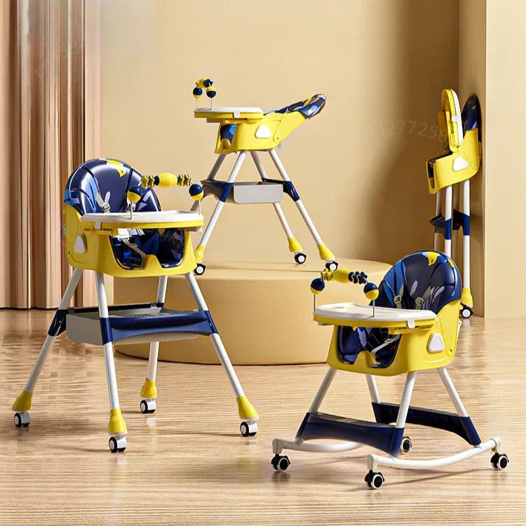 Baby Dining Chair Adjustable Height, Adjustable Backrest Multifunctional Baby Dining Chair Baby Rocking Chair Foldable