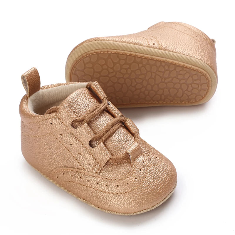 Solid Color Newborn Baby Boys' tie Shoes Moccasin Fashion Casual Sports Shoes White Baptist Soft Sole Anti Slip First Step