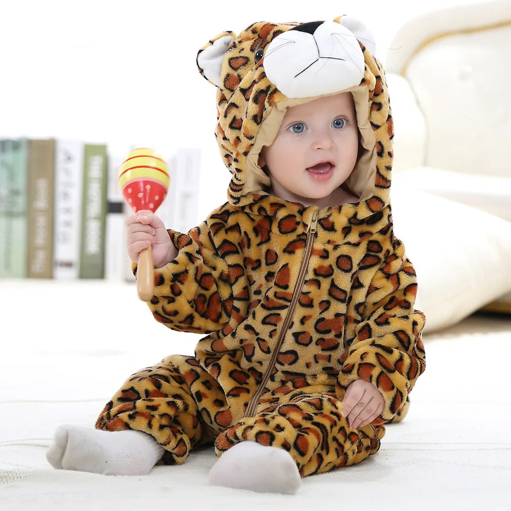 Baby Rompers Winter Kigurumi Lion Costume For Girls Boys Toddler Animal Jumpsuit Infant Clothes Pyjamas Kids Overalls Ropa Bebes