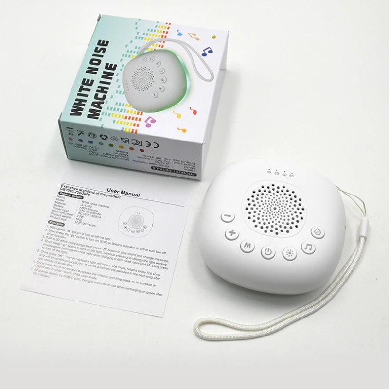 6/10/20Songs White Noise Sound Machine Portable Baby SleepMachine Soothing Sounds Volume Adjustable Builtin Rechargeable Battery