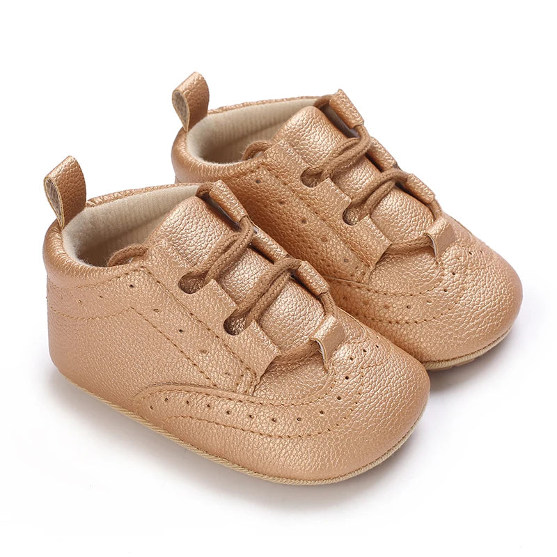 Solid Color Newborn Baby Boys' tie Shoes Moccasin Fashion Casual Sports Shoes White Baptist Soft Sole Anti Slip First Step