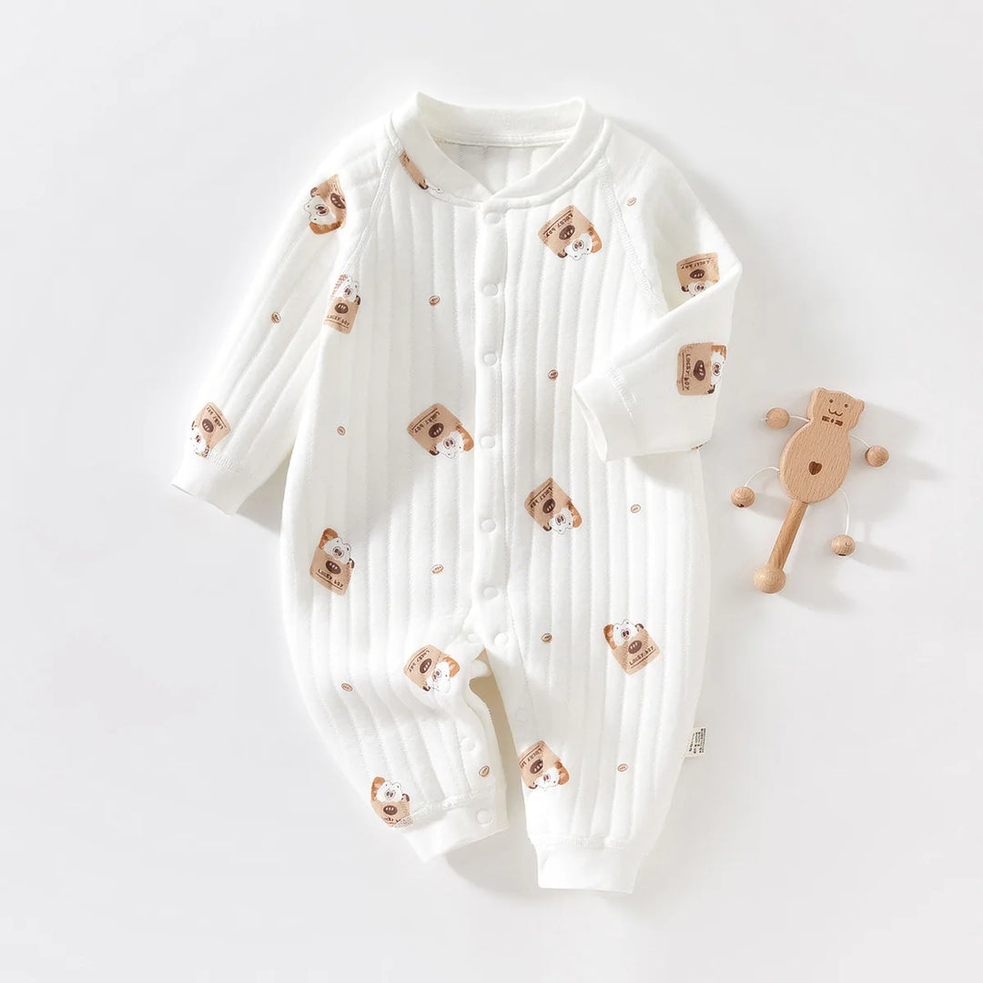 Baby Cotton Romper Suit Winter Warm Underwear Pure Cotton No-seam Base Layer Clothes Thermal Bib Overalls for Newborn Babies