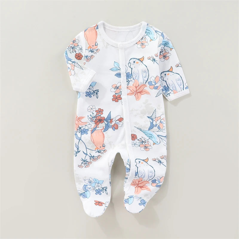 Baby romper for spring and autumn  newborn pure cotton footed onesie winter baby base layer full-body crawling suit