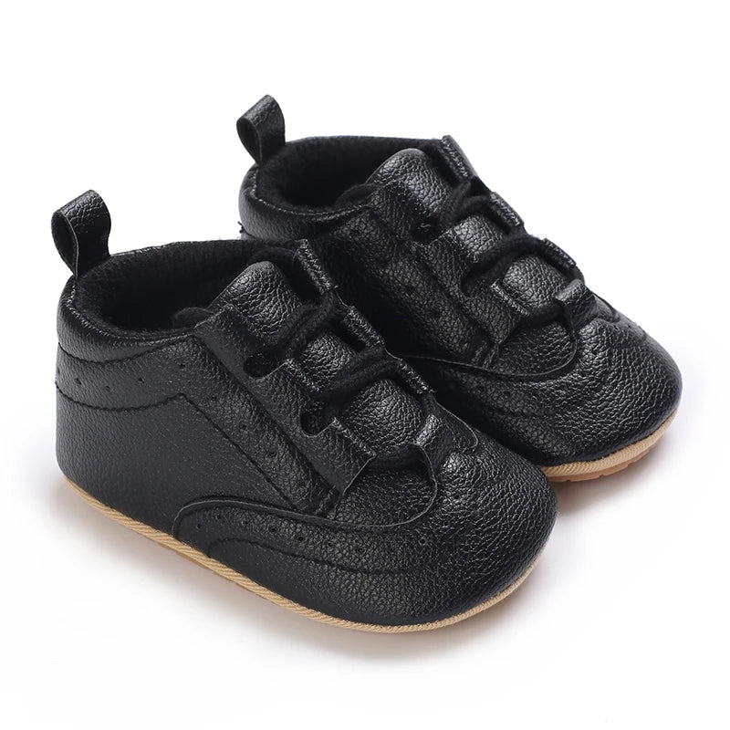 Solid Color Newborn Baby Boys' tie Shoes Moccasin Fashion Casual Sports Shoes White Baptist Soft Sole Anti Slip First Step