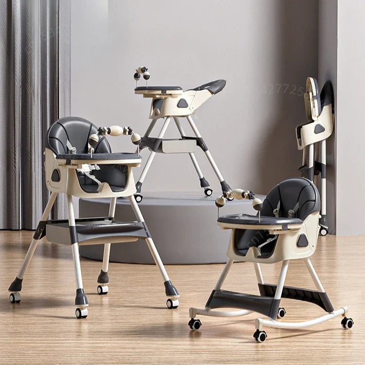 Baby Dining Chair Adjustable Height, Adjustable Backrest Multifunctional Baby Dining Chair Baby Rocking Chair Foldable