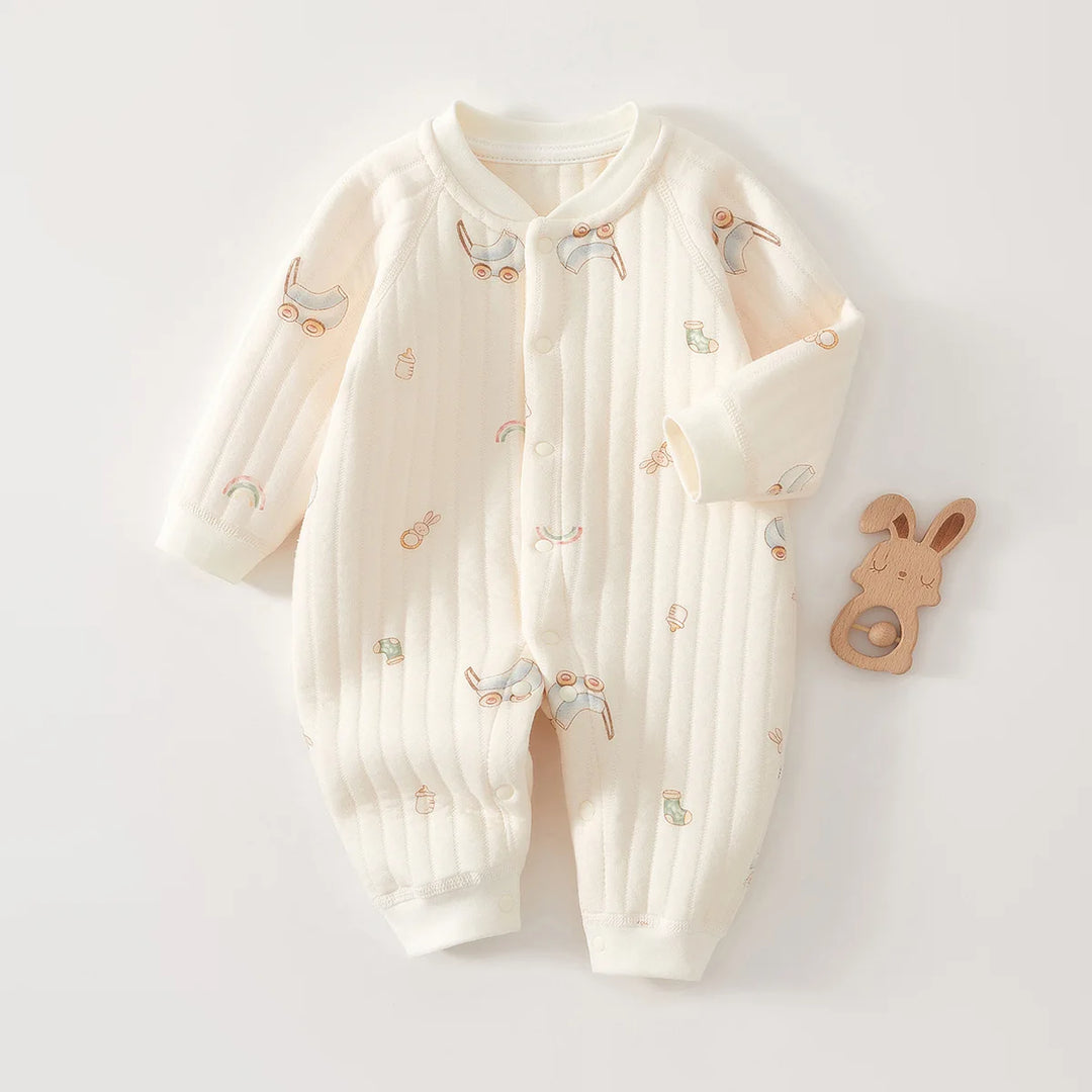 Baby Cotton Romper Suit Winter Warm Underwear Pure Cotton No-seam Base Layer Clothes Thermal Bib Overalls for Newborn Babies