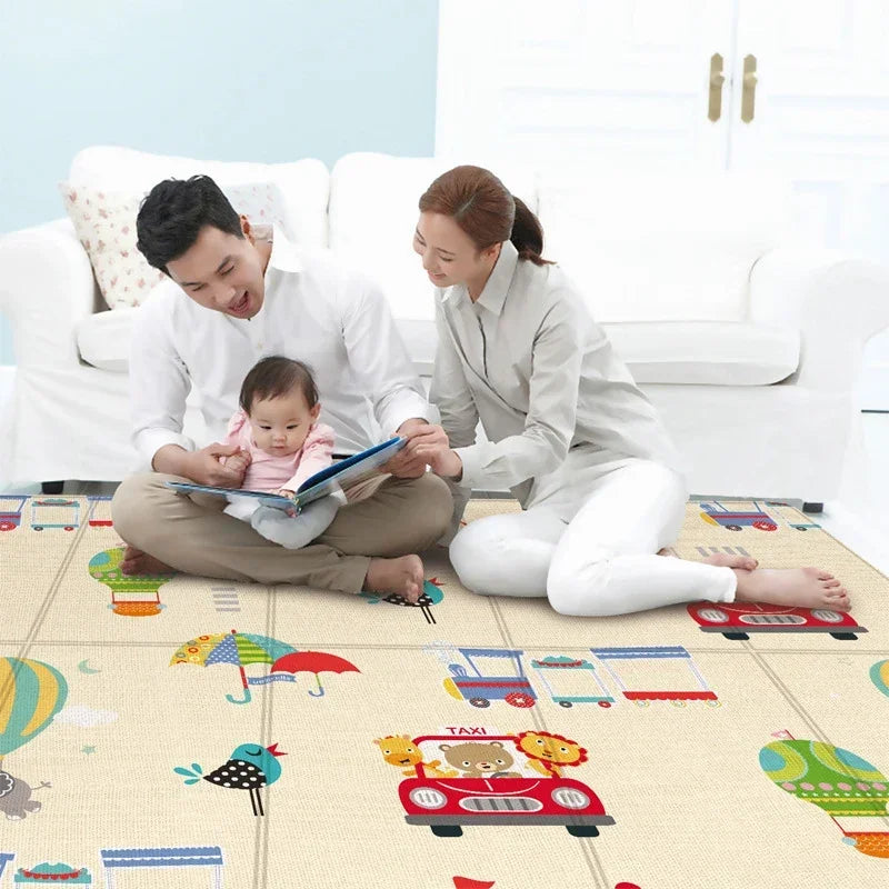 97*177cm Baby Play Mat Foldable Children Carpet Double-Sided Pattern Kid Room Carpet Educational Activity Surface Easy to Carry